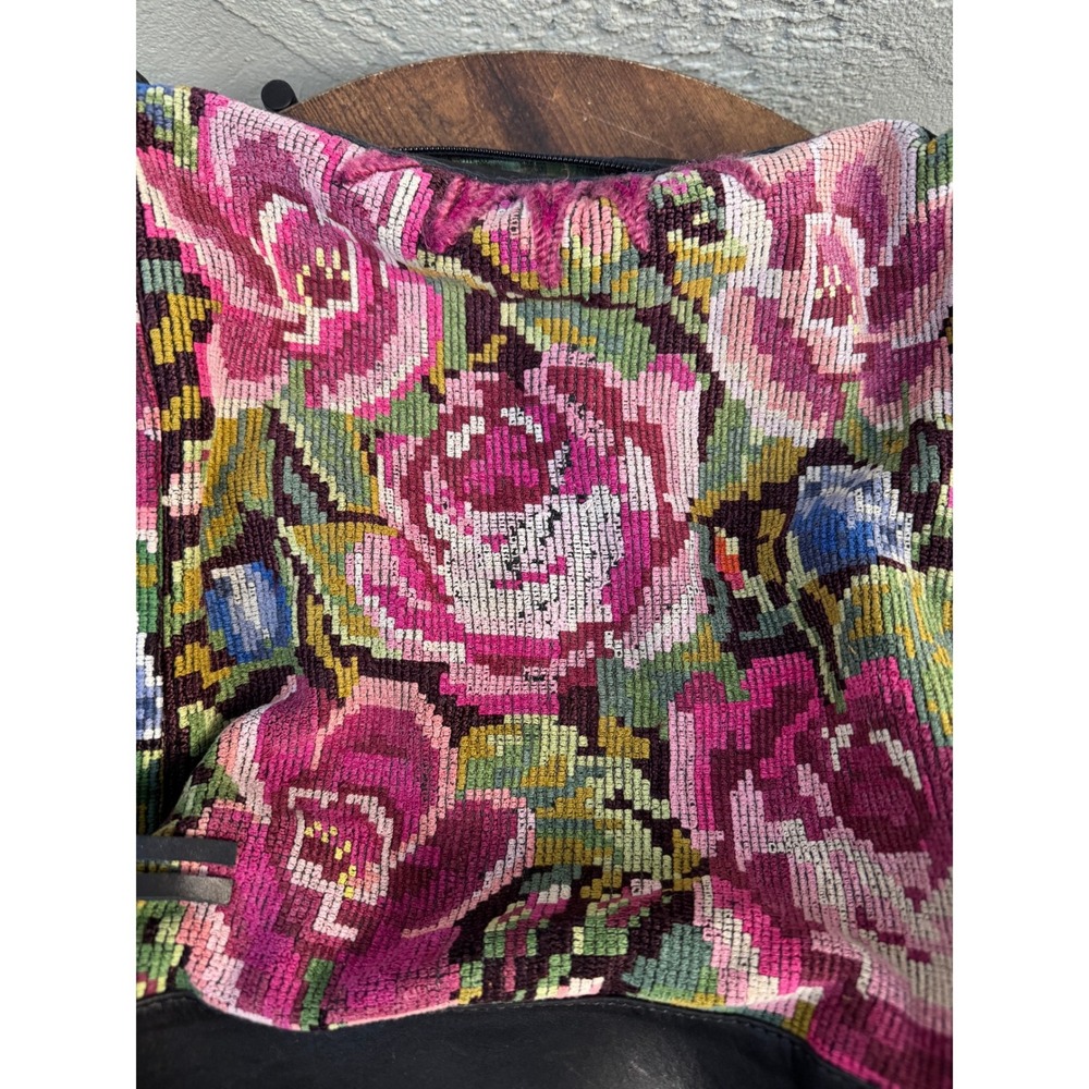 Intrinsic Flair Embroidered Floral Boho Indie Fringe Leather Shoulder Bag Purse - Picture 6 of 11